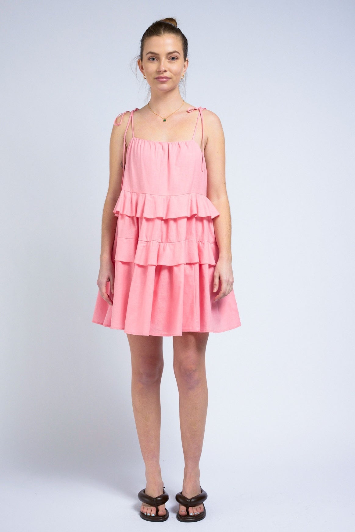 Lucy Ruffle Dress - Pink