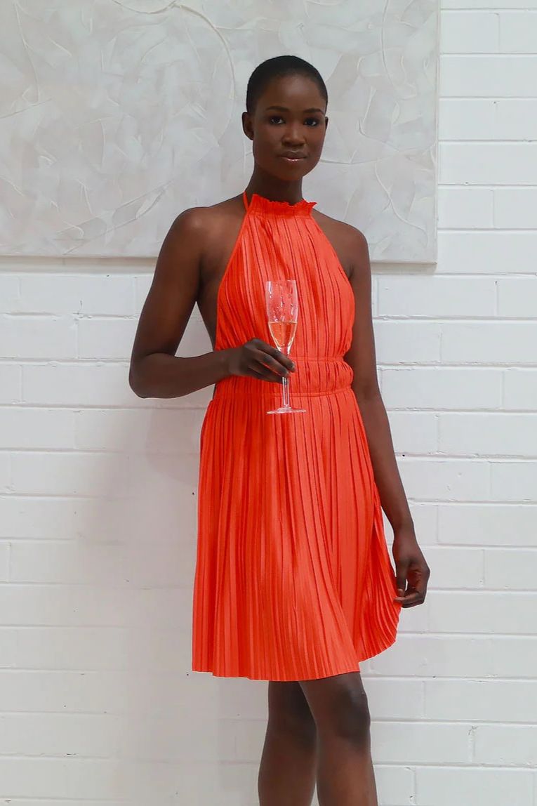 Scout Halter neck mini dress - orange