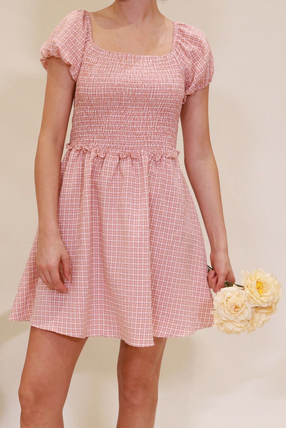 Amara Smocked Mini Dress - pink