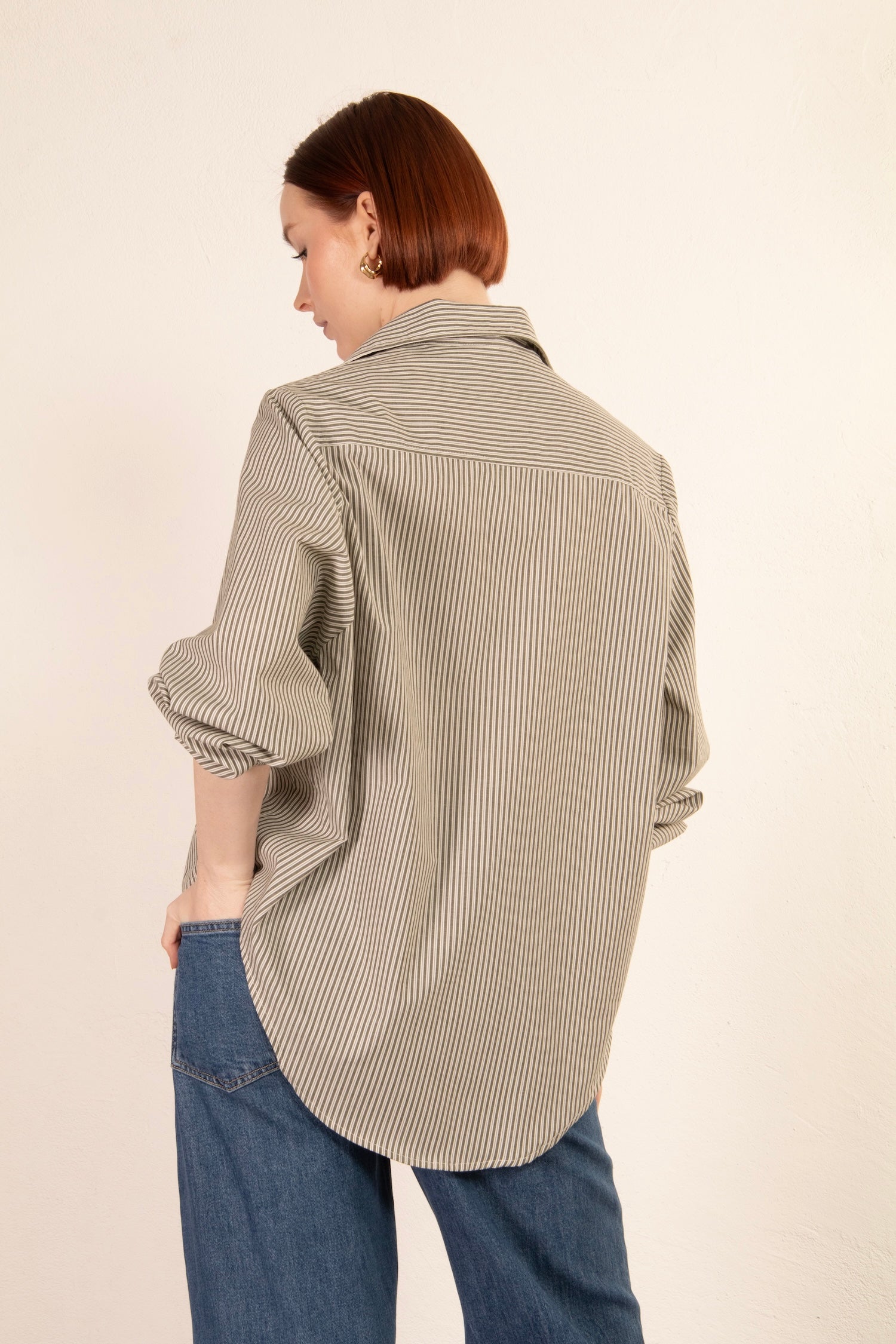 Mia SHIRT - OLIVE STRIPE