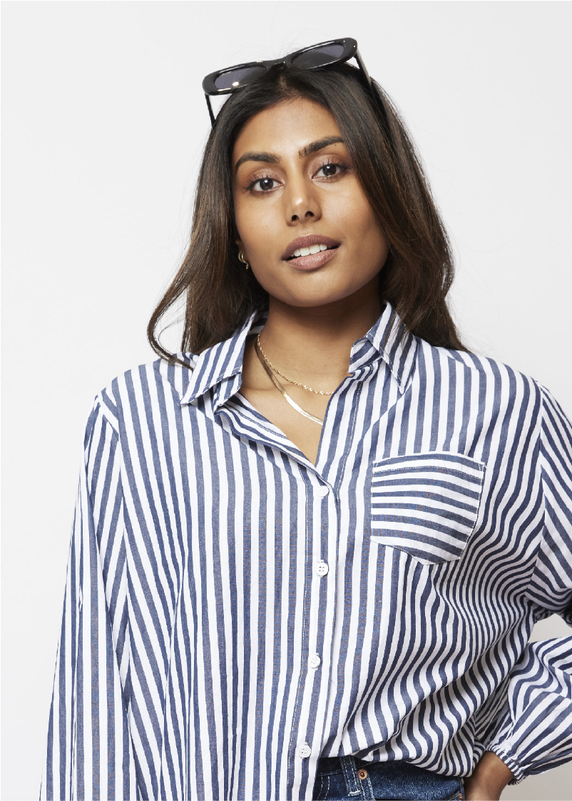 Mia Shirt - Navy Stripe