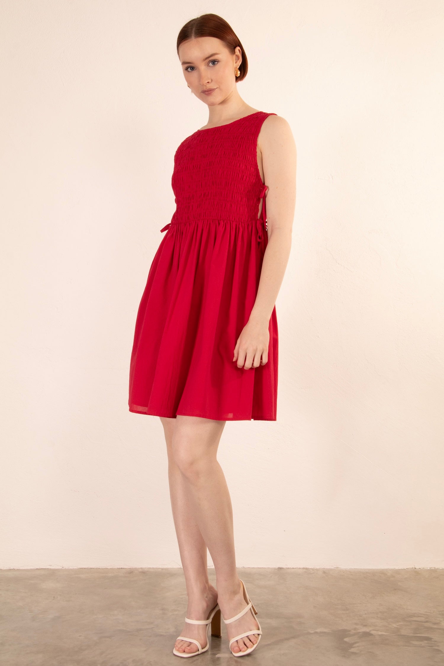 Carmen Smocked Dress - Red