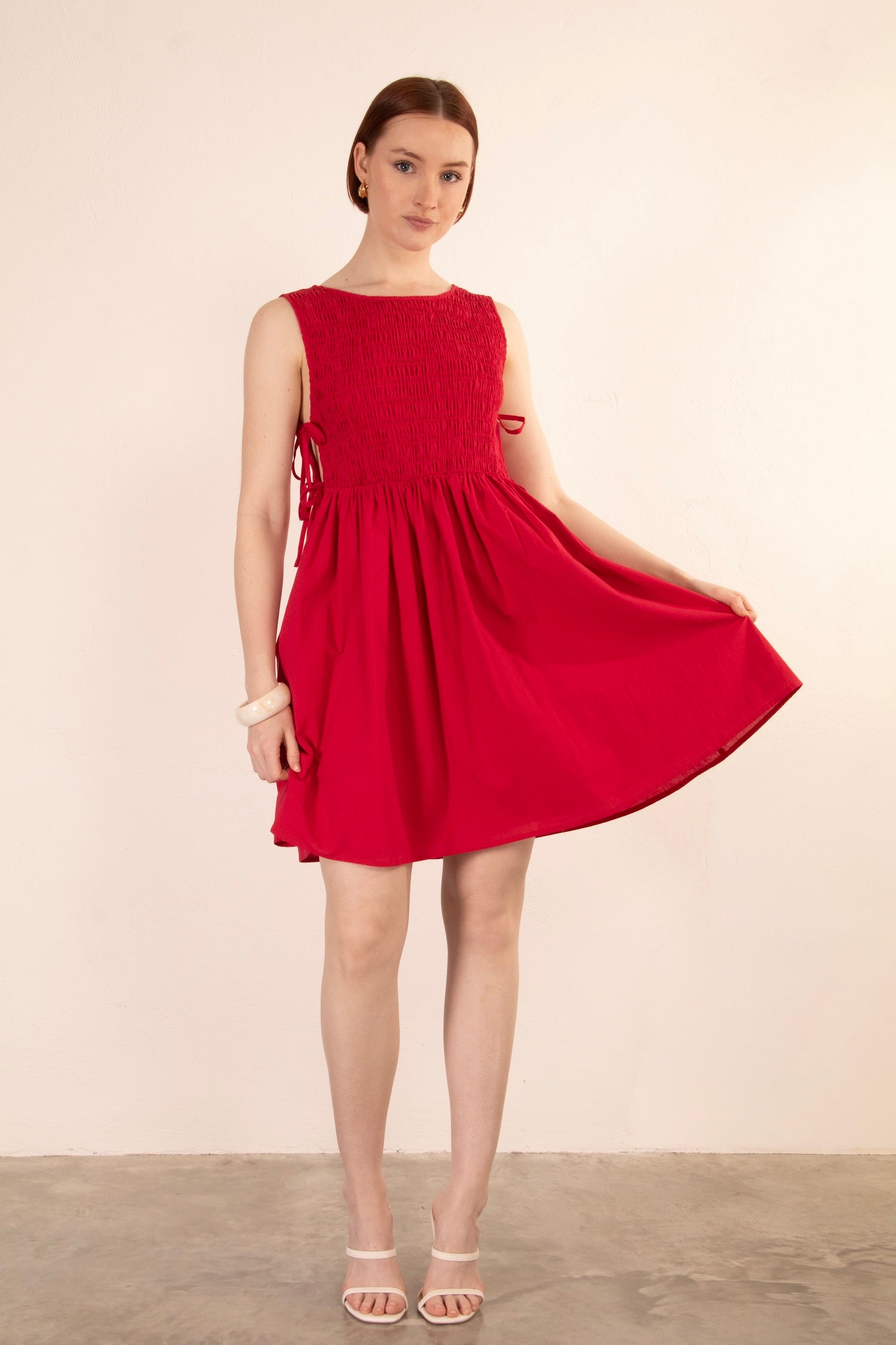Carmen Smocked Dress - Red
