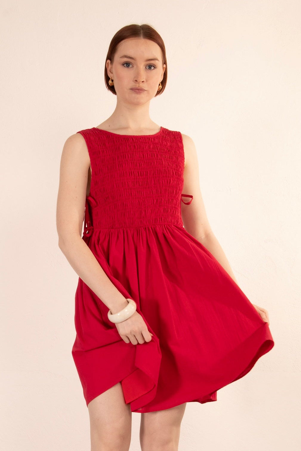 Carmen Smocked Dress - Red
