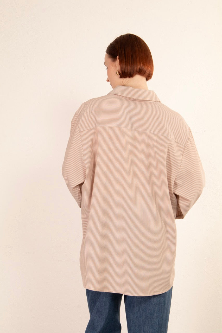 Mika Stripe Shirt - Beige stripe