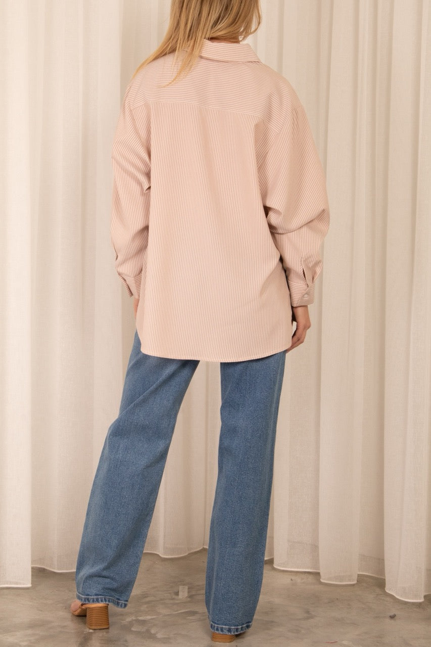 Mika Stripe Shirt - Beige stripe