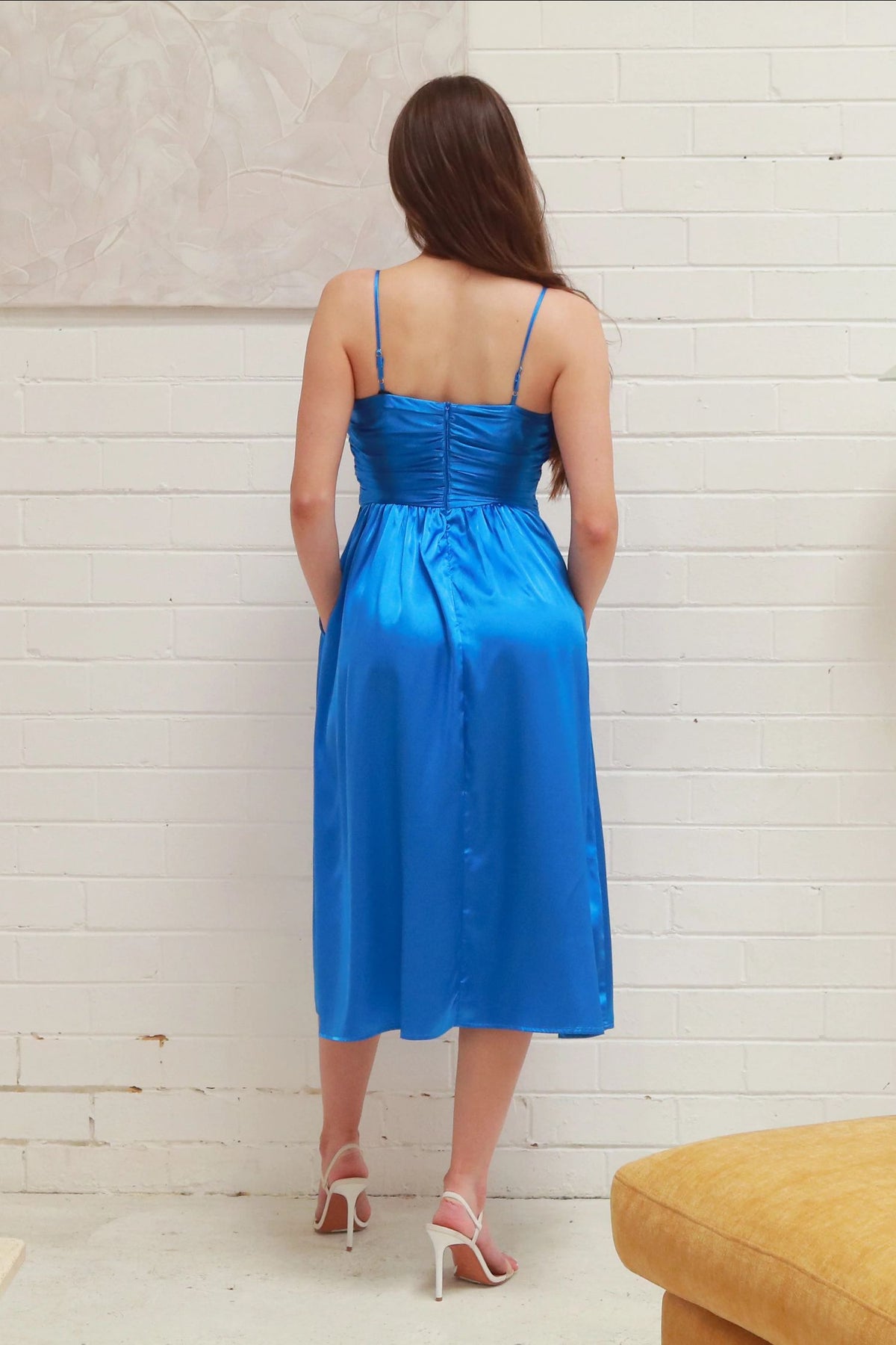 Averie satin Dress - blue