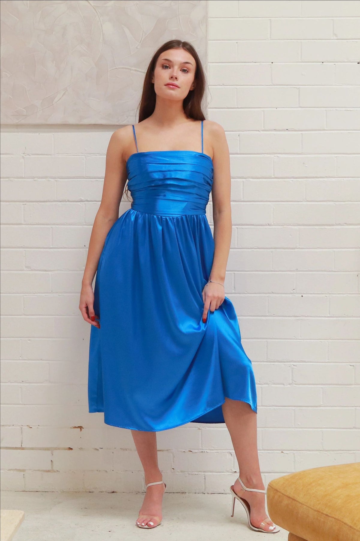 Averie satin Dress - blue