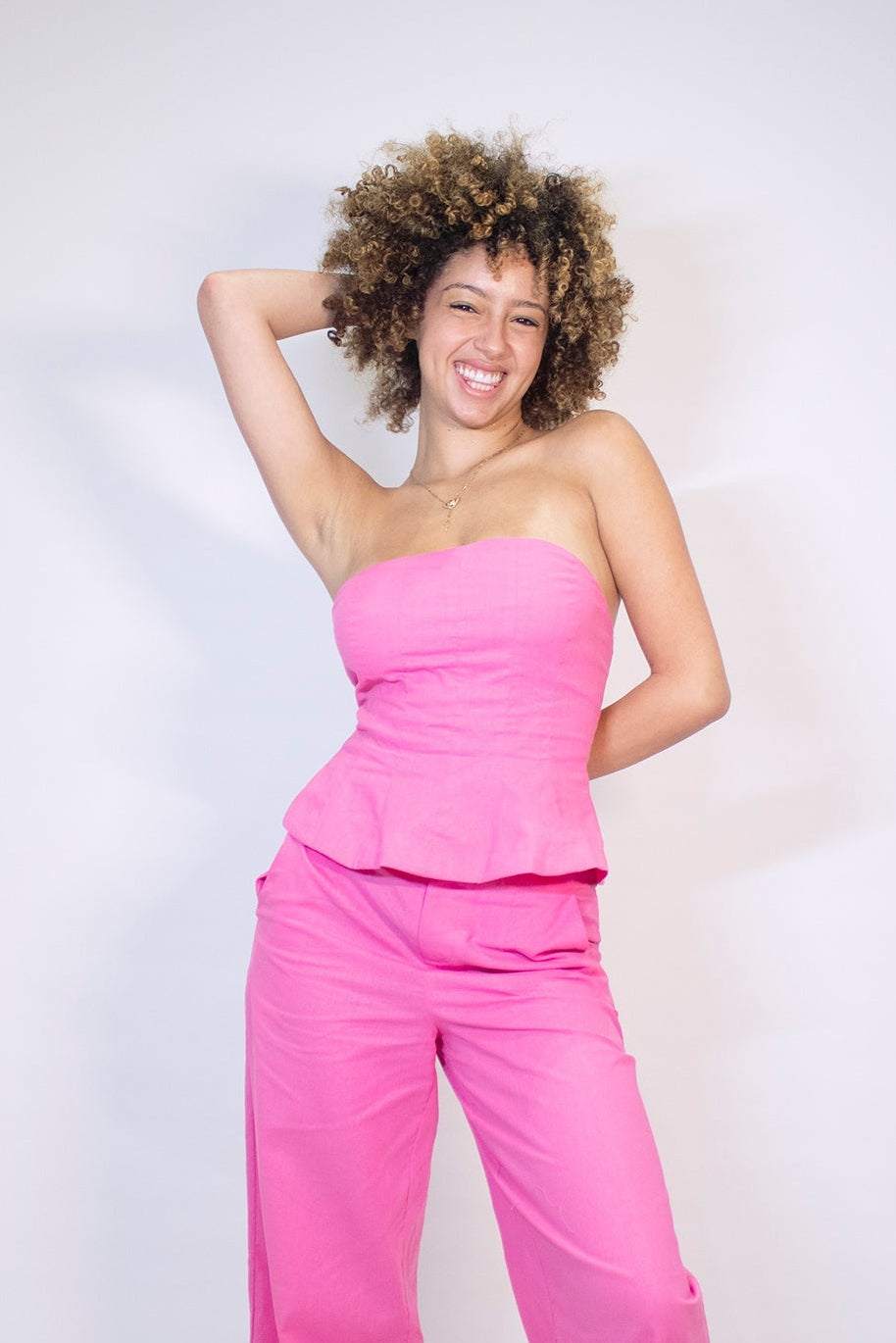 Aimee Strapless Top - Pink