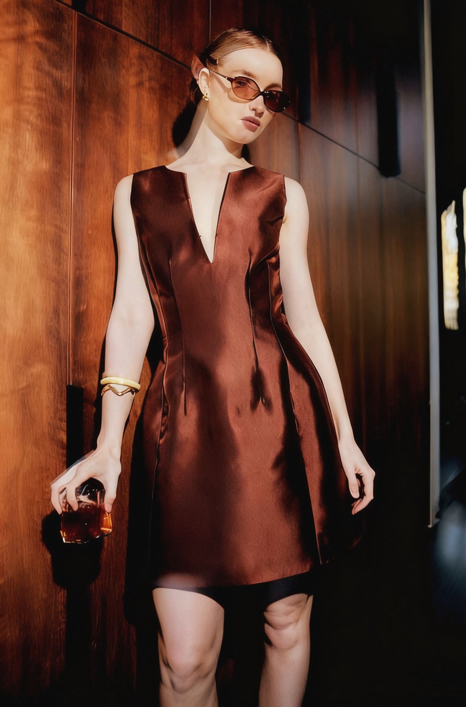 Luciana Mini Dress - Brown