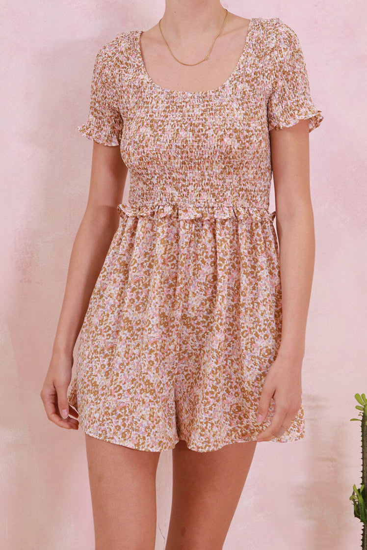 Ruffled Back-Tie Playsuit - Pink