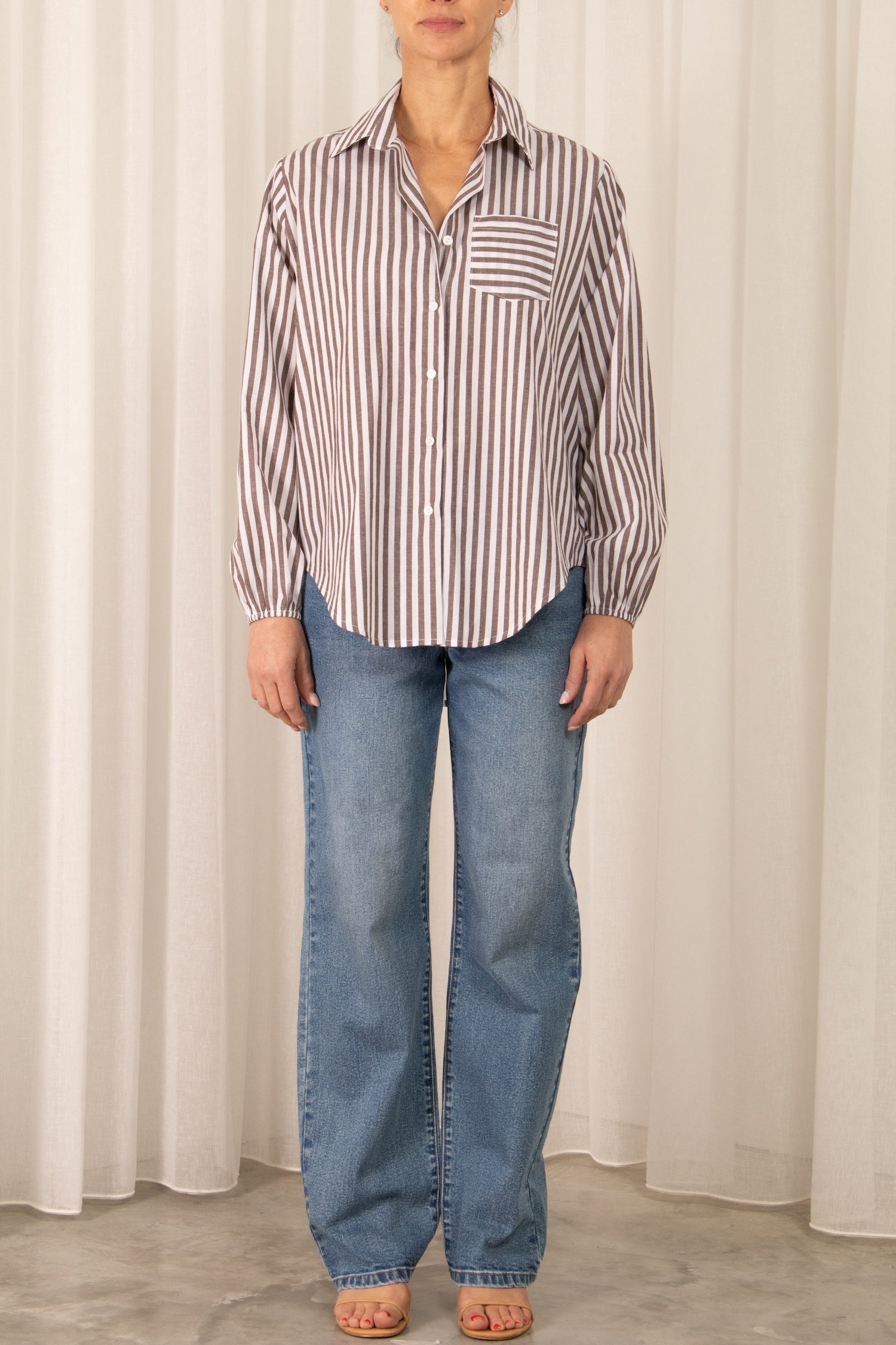 Mia Shirt - Brown Stripe