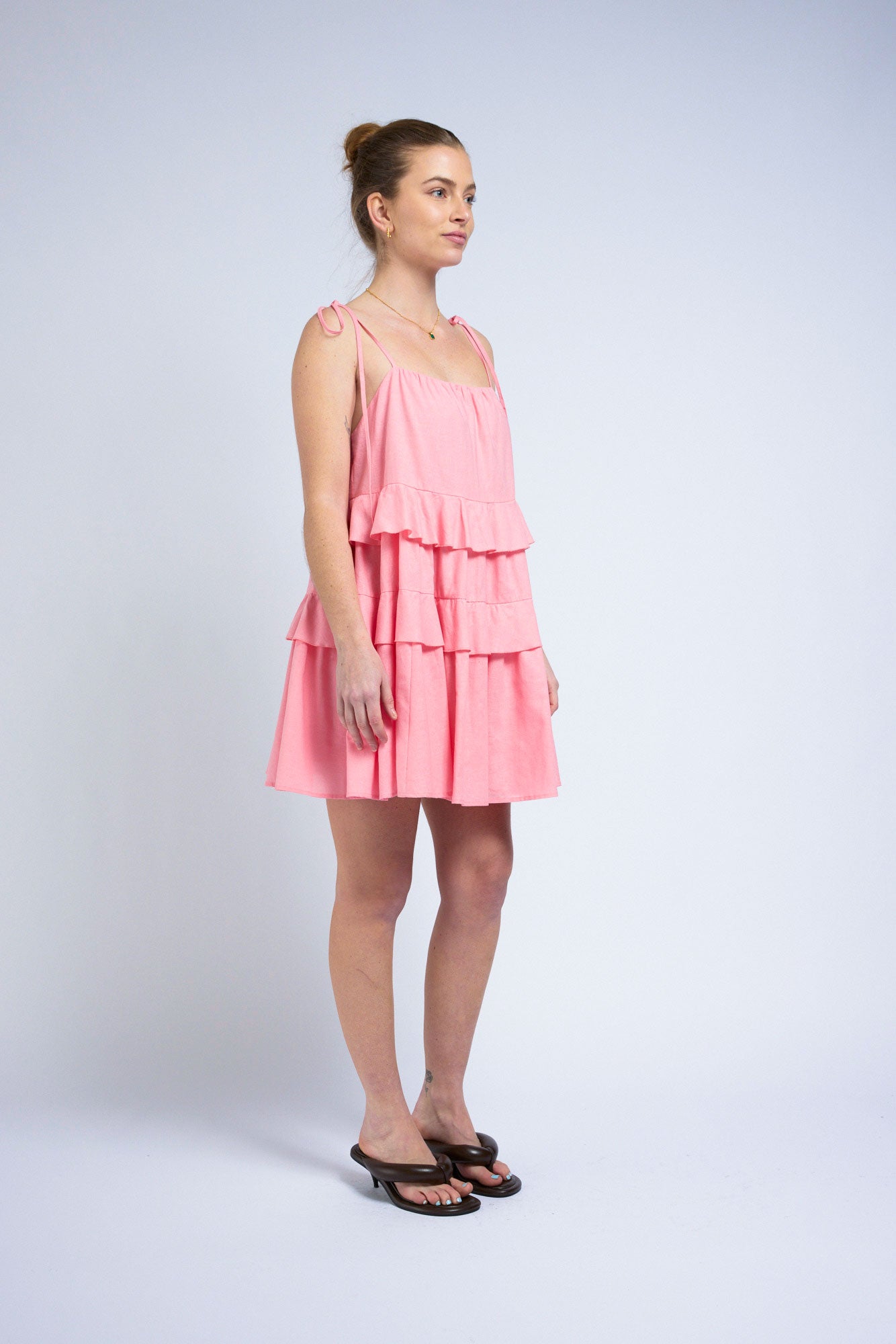 Lucy Ruffle Dress - Pink