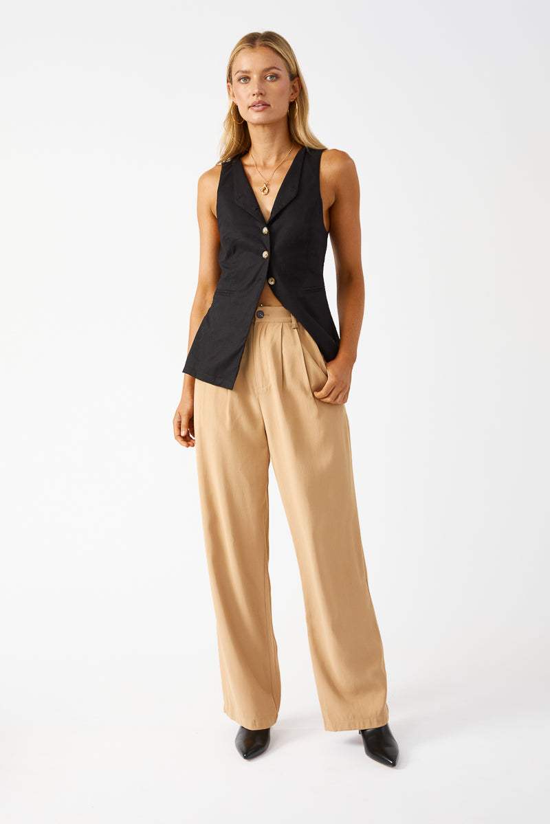 Arch linen VEST-black