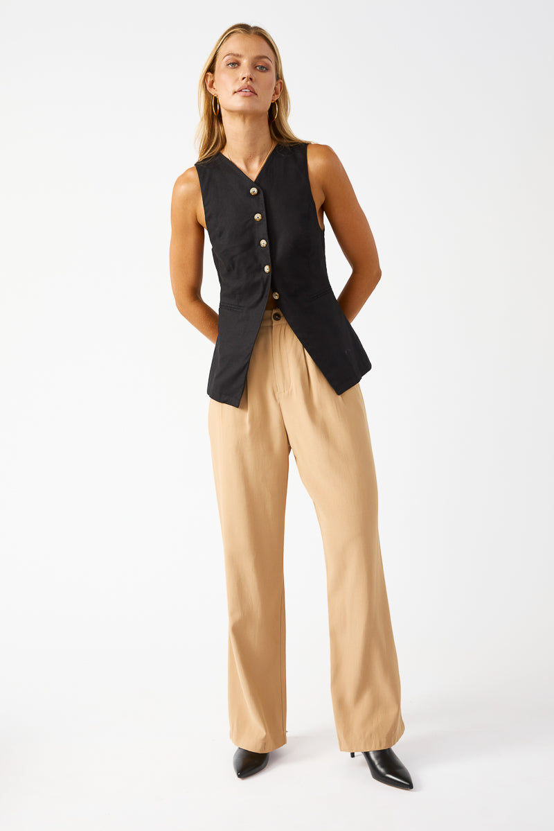 Arch linen VEST-black