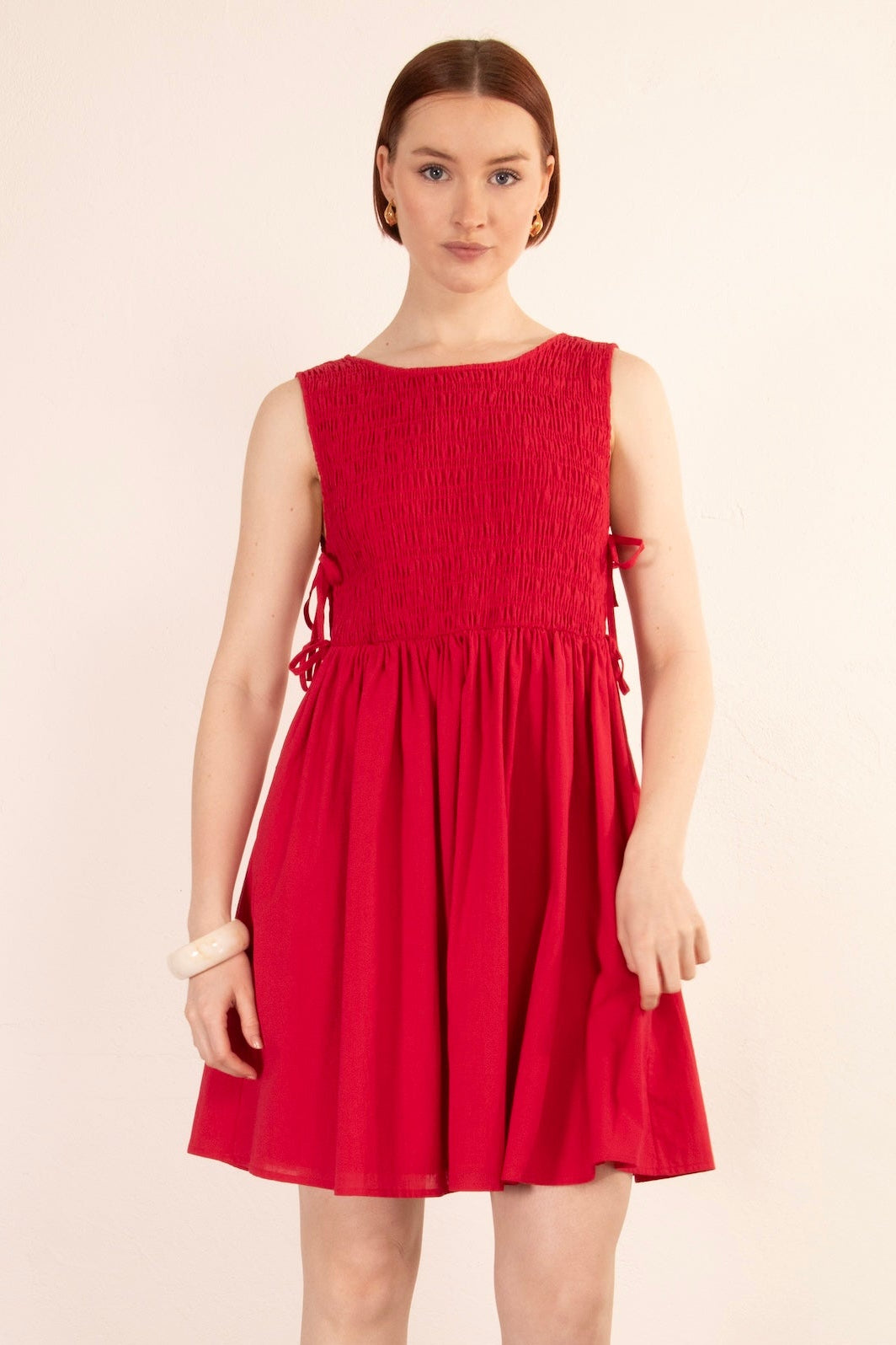 Carmen Smocked Dress - Red