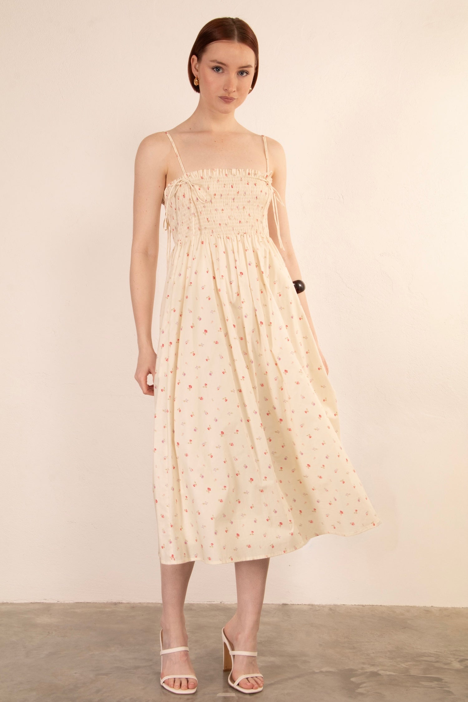 Isla Midi Dress - Cream Floral