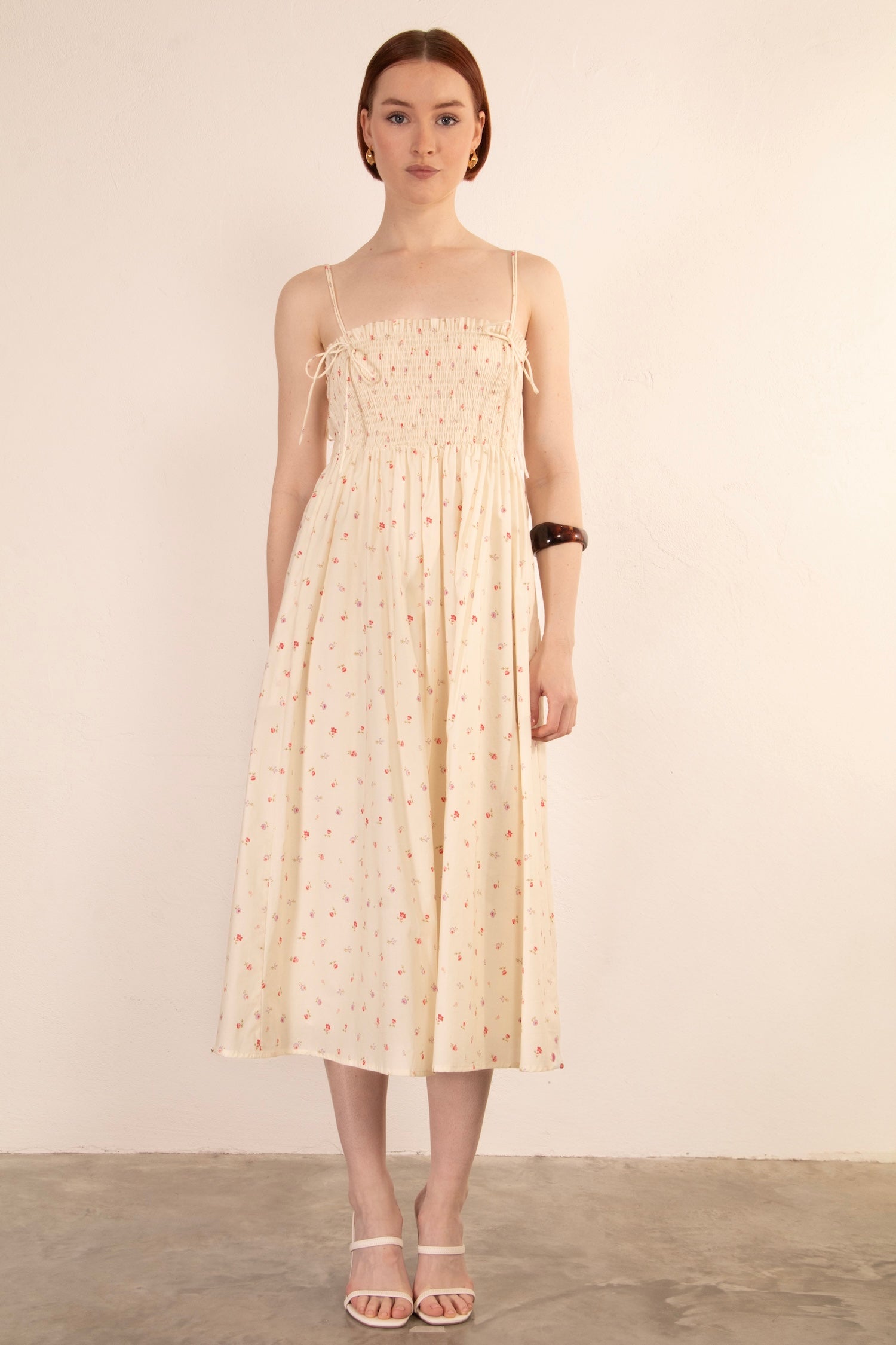 Isla Midi Dress - Cream Floral