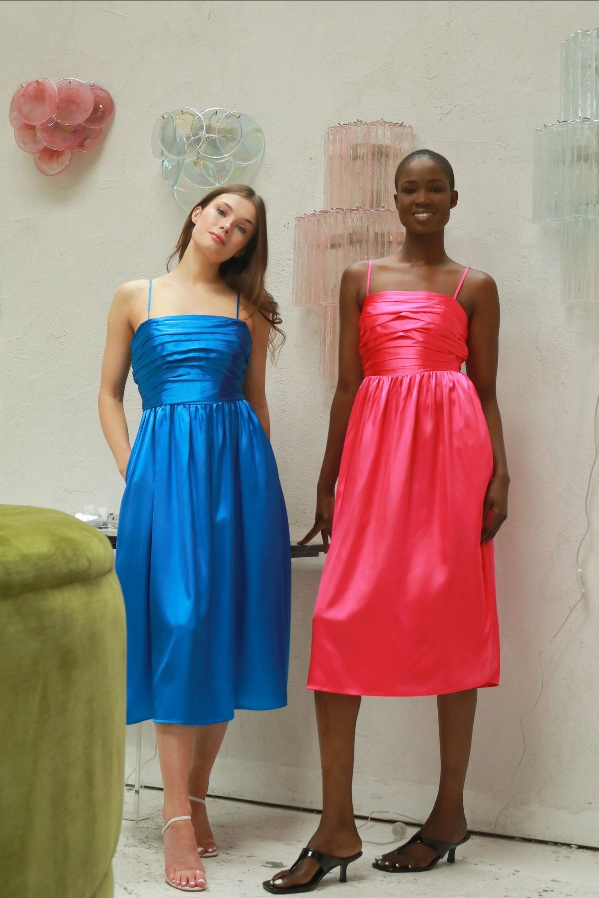 Averie satin Dress - blue