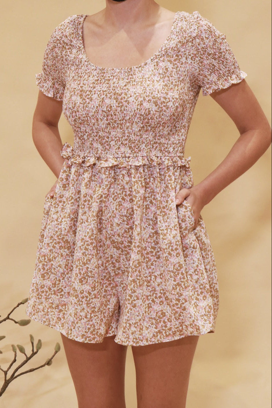 Ruffled Back-Tie Playsuit - Pink